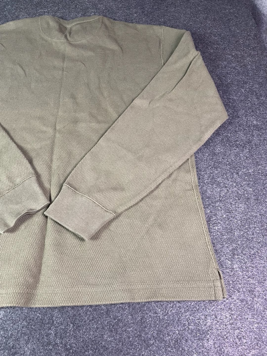 Filson Waffle Knit Thermal Crew Size L Olive Green Shirt 9