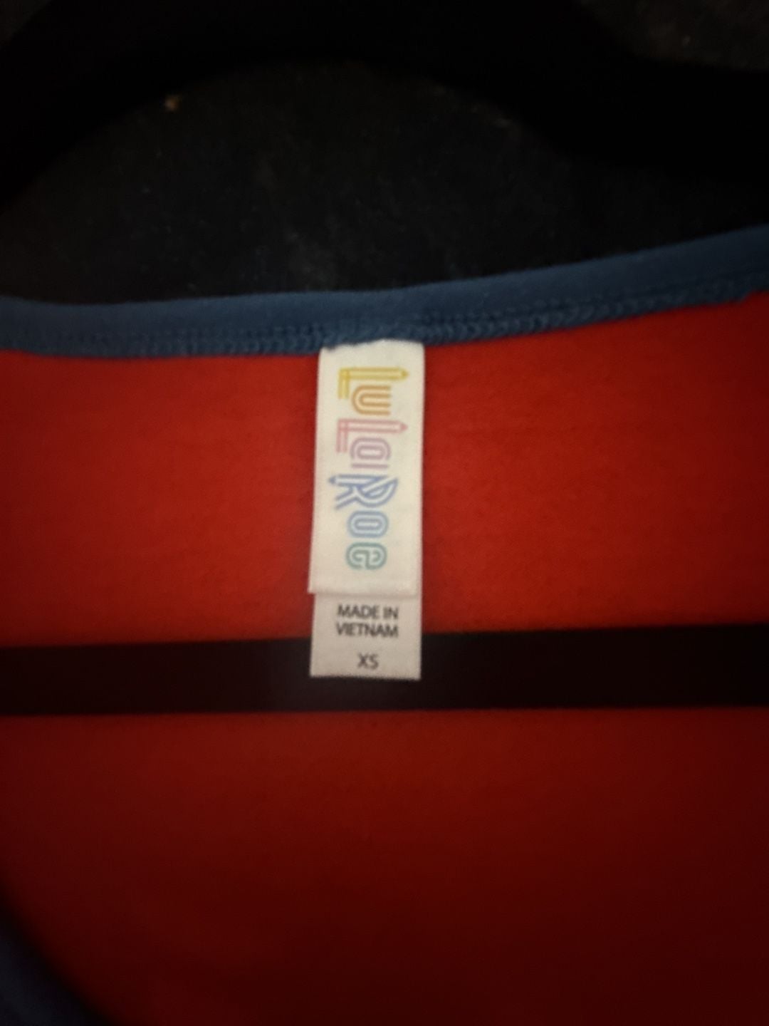 LuLaRoe Irma Tunic Size XS Red Blue Baseball Ringer 4