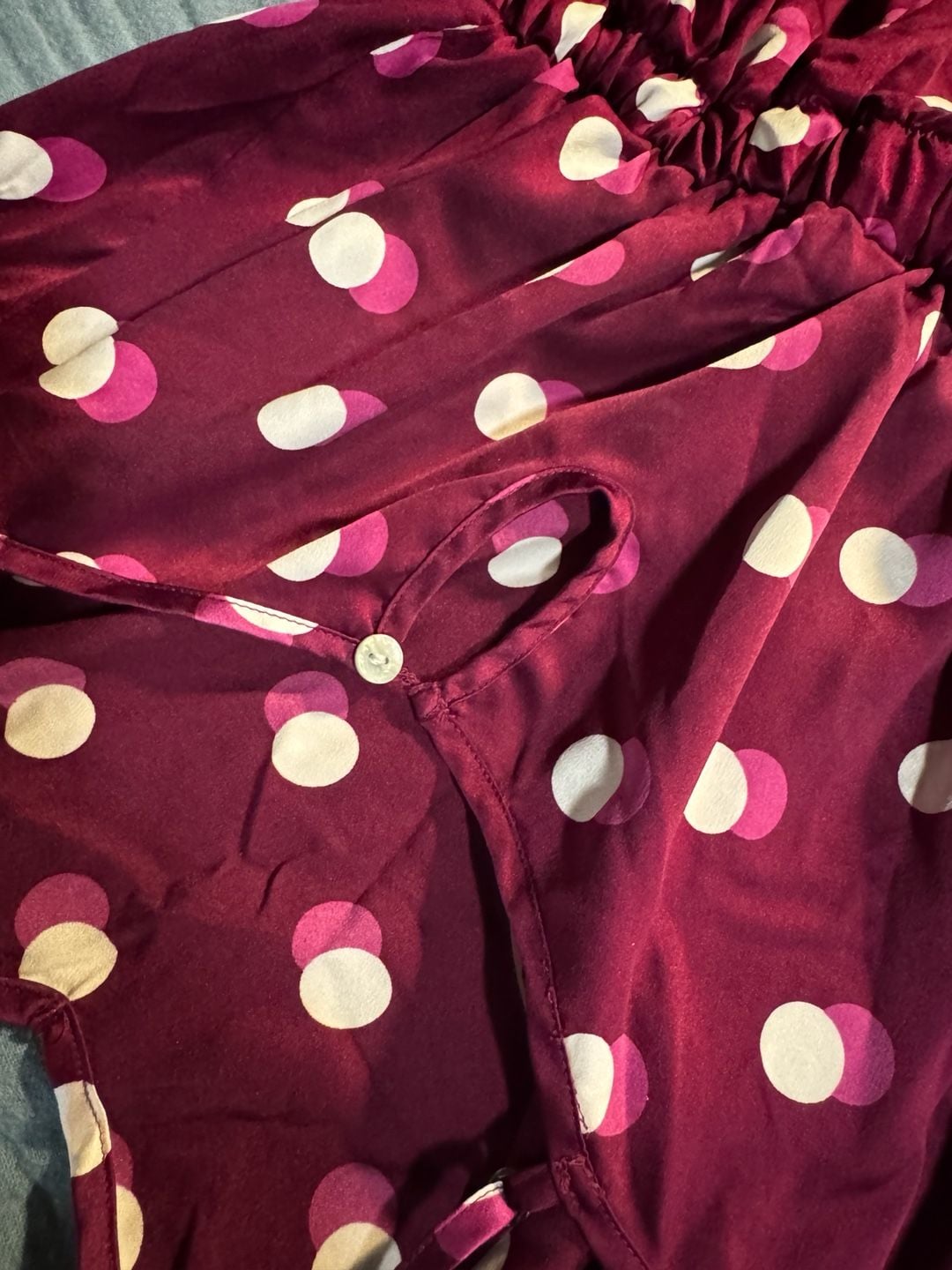 Victoria's Secret Satin Polka Dot Romper Size M Burgundy 5