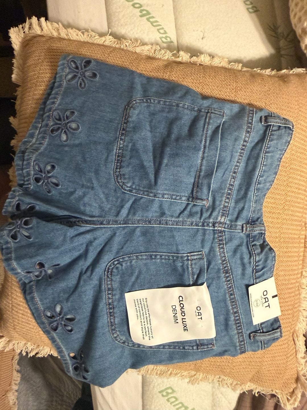OAT New York Denim Shorts Size 2/26 Floral Cutout 4