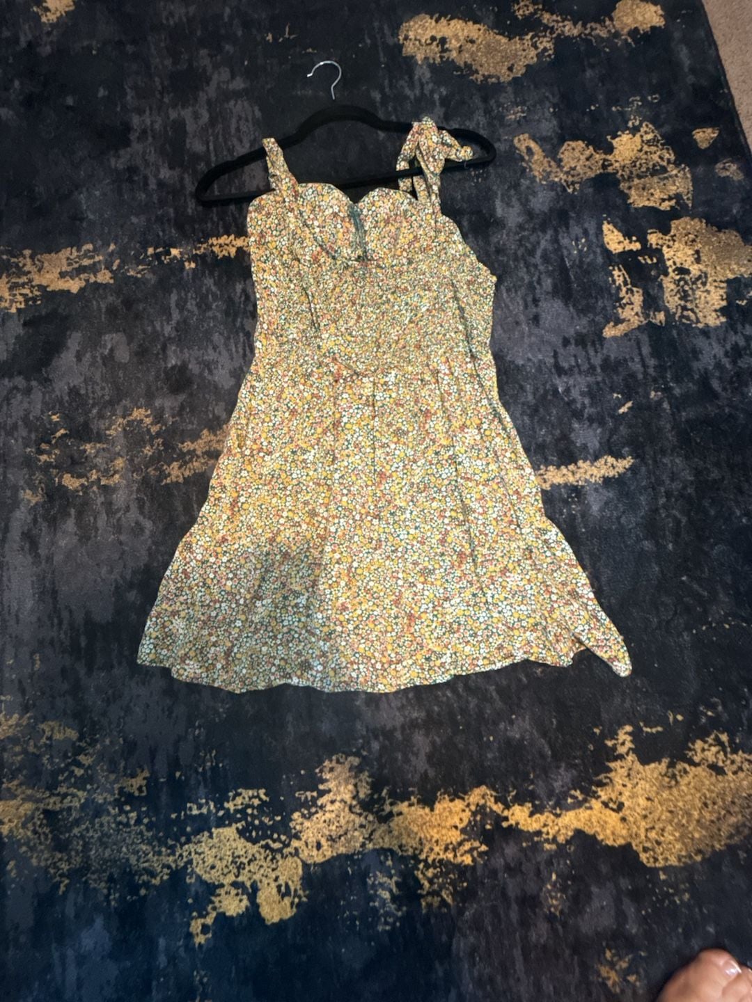U Wish Floral Dress Size L Yellow Tie Strap Mini 5