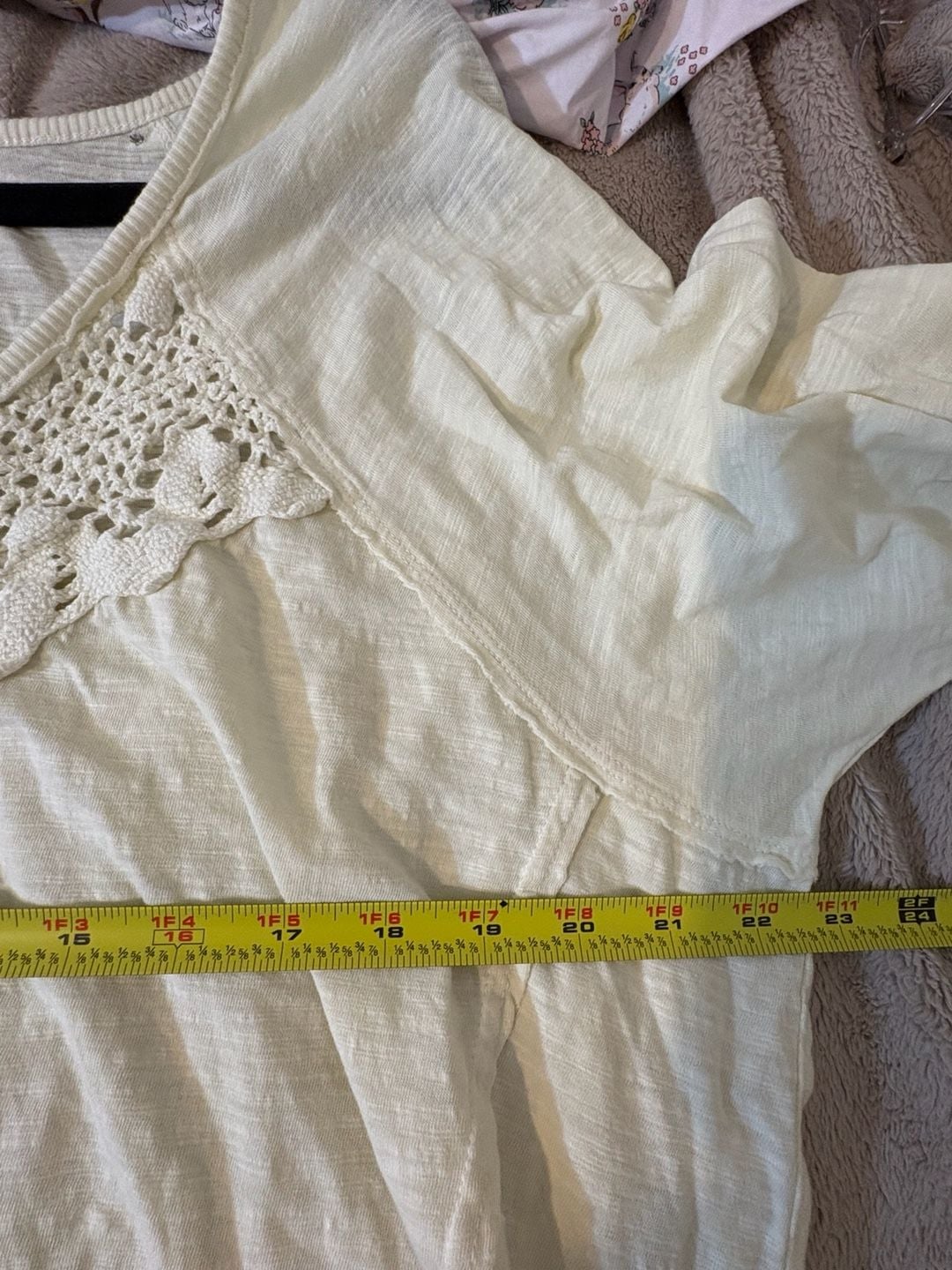 Free People Long Sleeve Lace Detail Blouse White Cotton 8