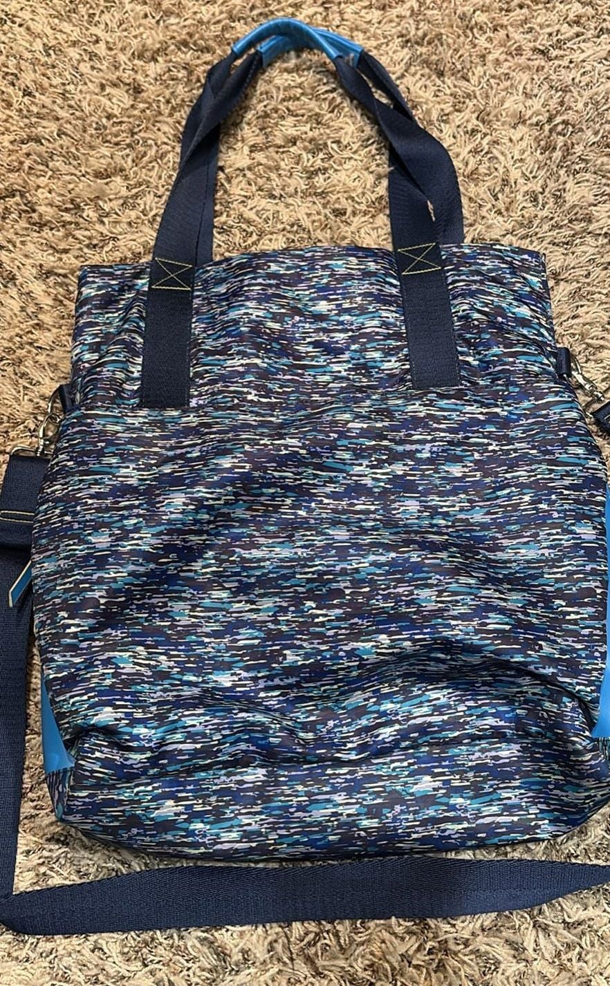 Tek Gear Tote Bag Blue Multi Abstract Print Convertible Shoulder Crossbody 2