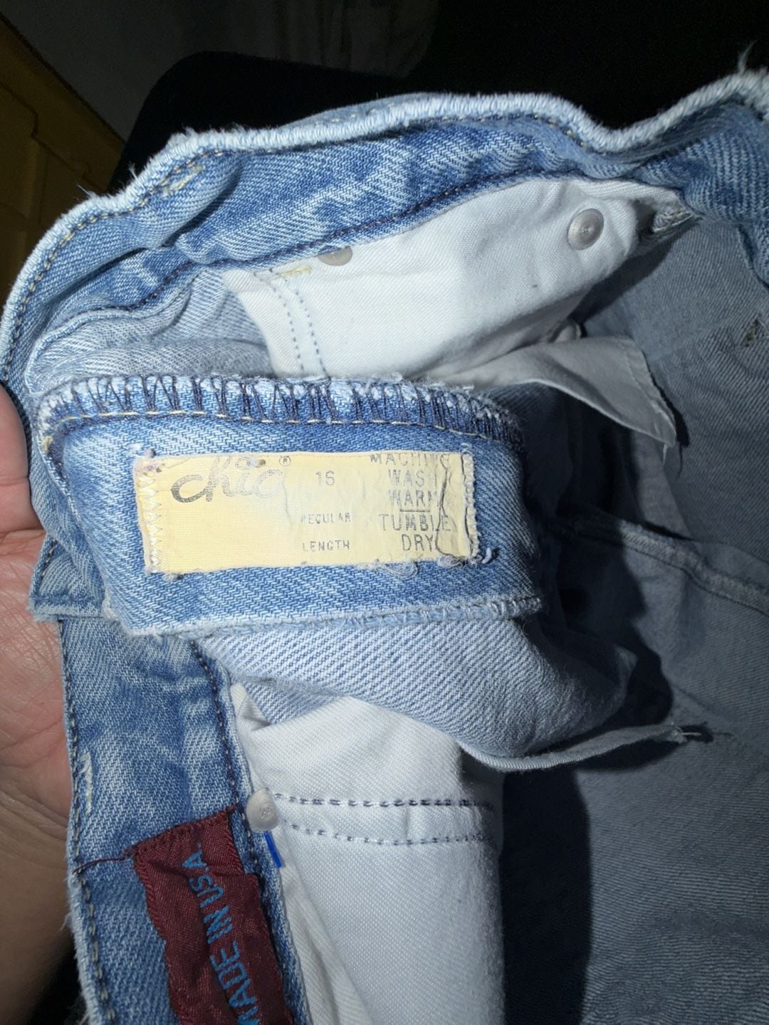 Chic Jeans Vintage Light Wash Denim Size 14 Blue High Rise 12