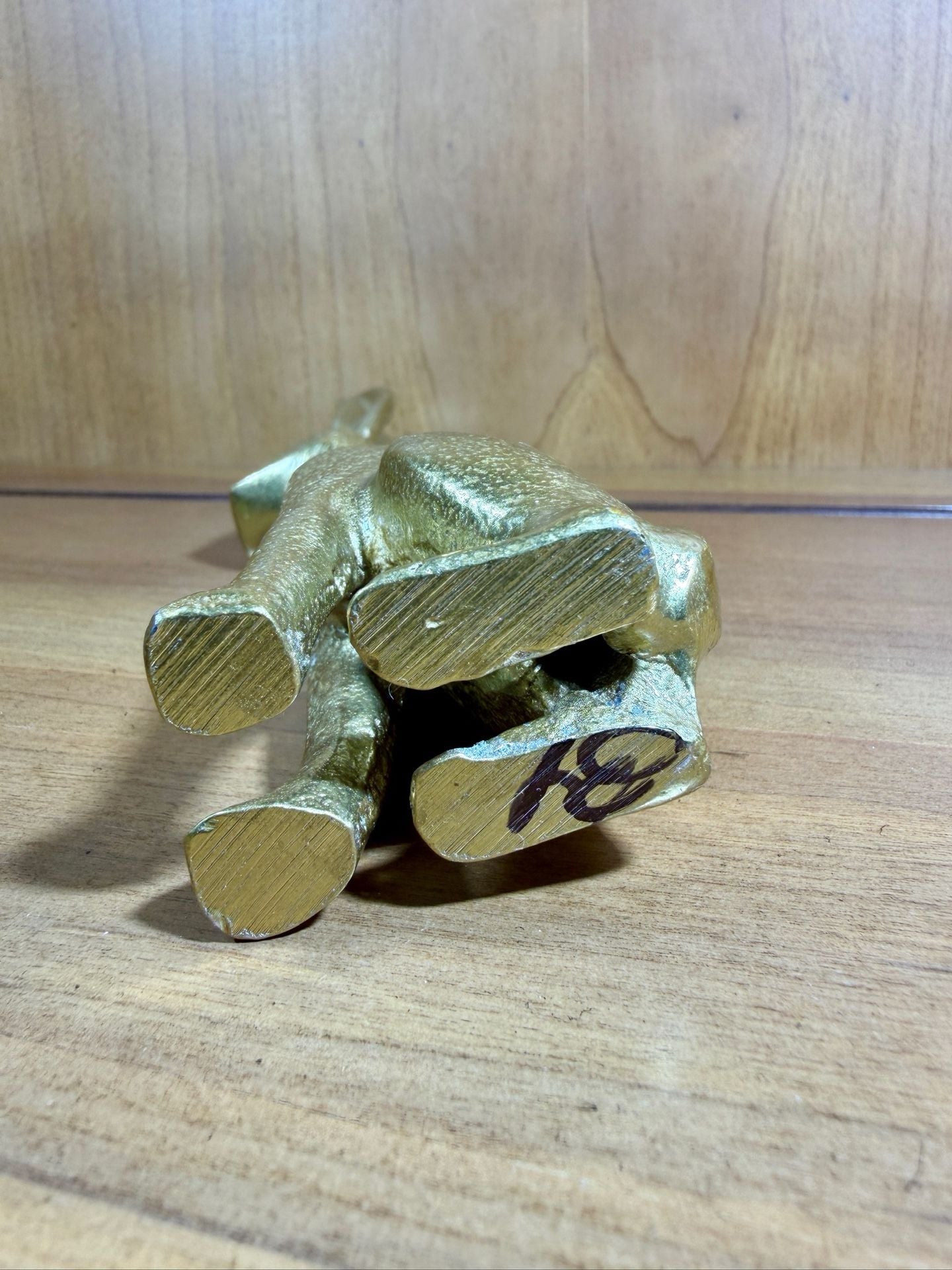 Vintage Solid Brass Rabbit Hare Figurine Statue Gold Tone 7 Inch 4