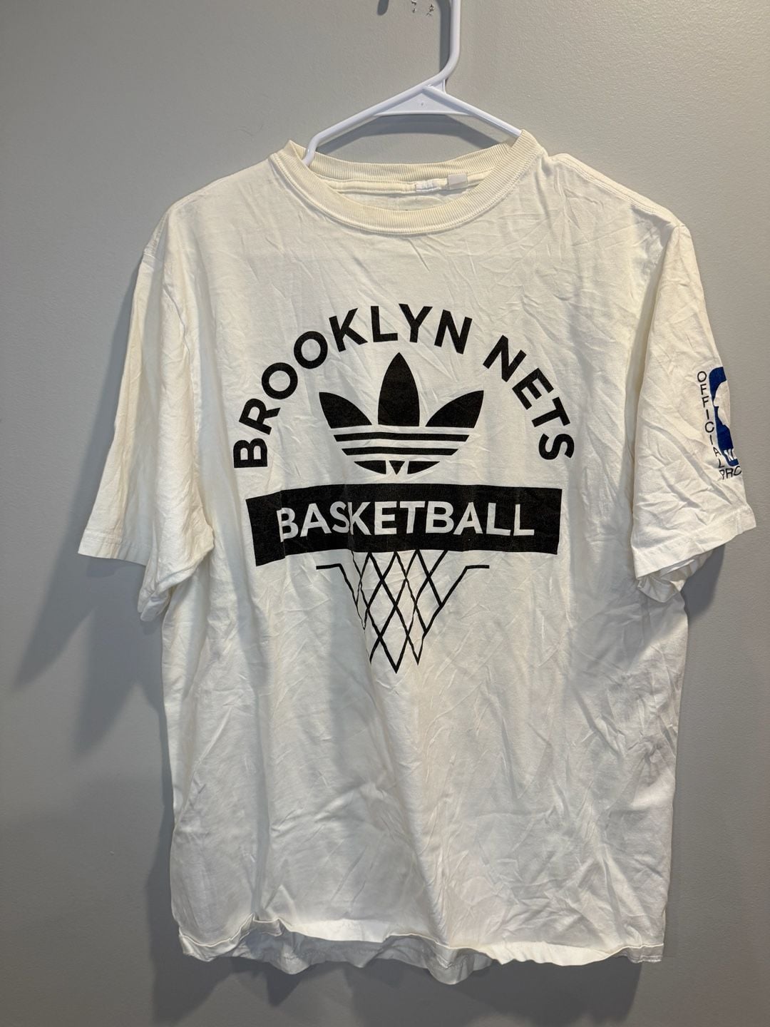 Adidas Brooklyn Nets T-Shirt Size M White Graphic Tee 2