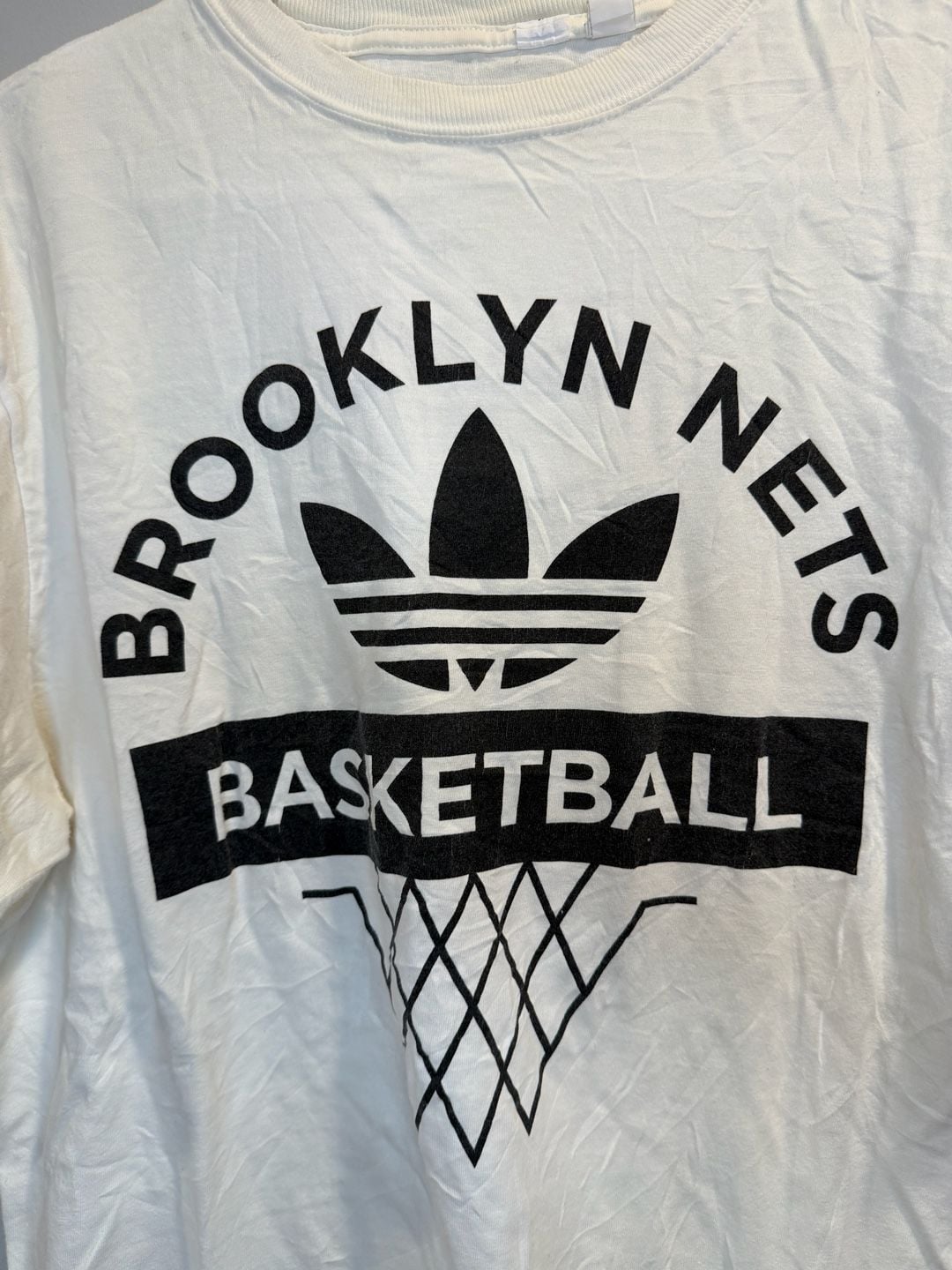 Adidas Brooklyn Nets T-Shirt Size M White Graphic Tee 5