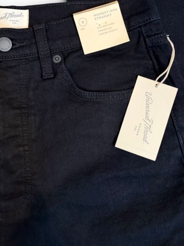 Universal Thread Highest Rise Straight Jeans Size 8 Black New 4