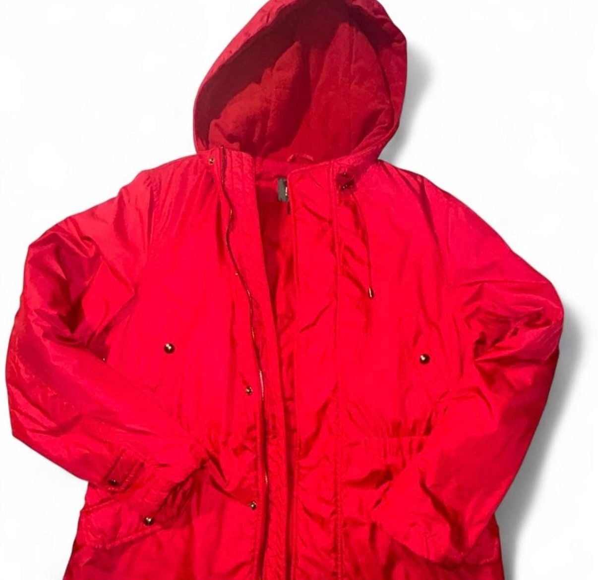Lauren Ralph Lauren Down Jacket Size L Red Hooded Parka Coat 1