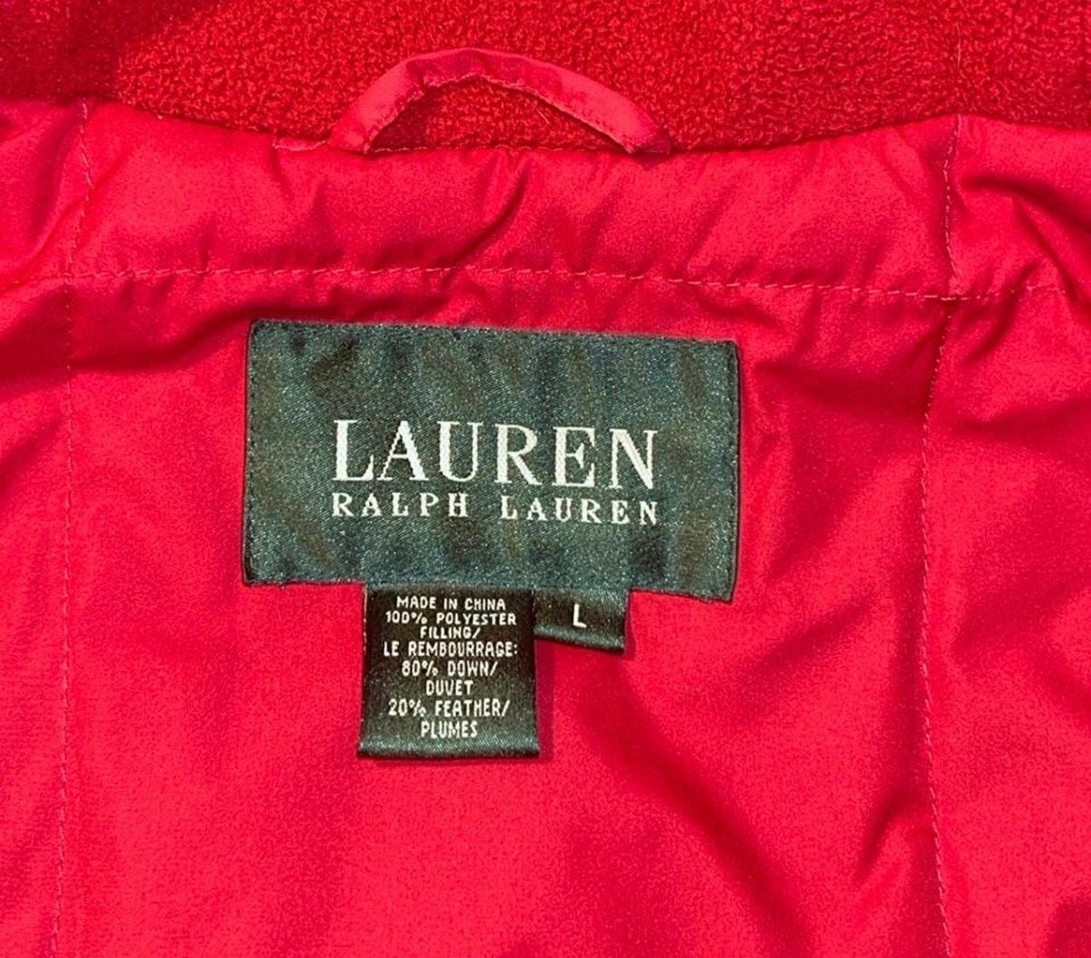 Lauren Ralph Lauren Down Jacket Size L Red Hooded Parka Coat 4
