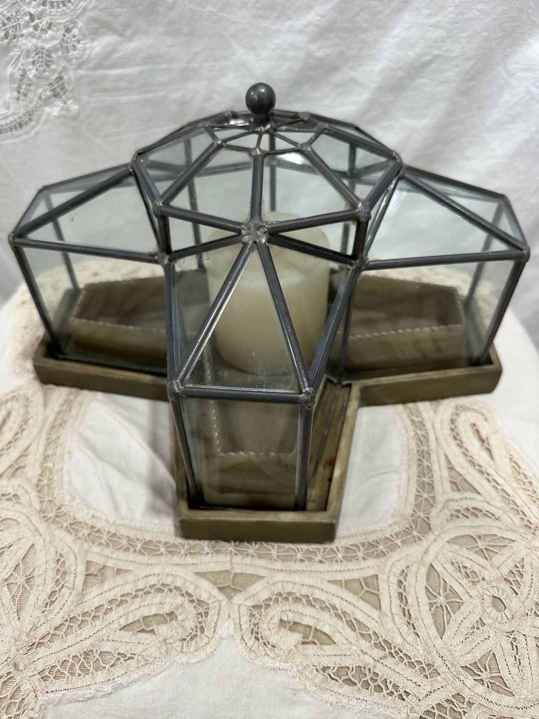 Hen Feathers Historical Replica Leaded Glass Terrarium 1