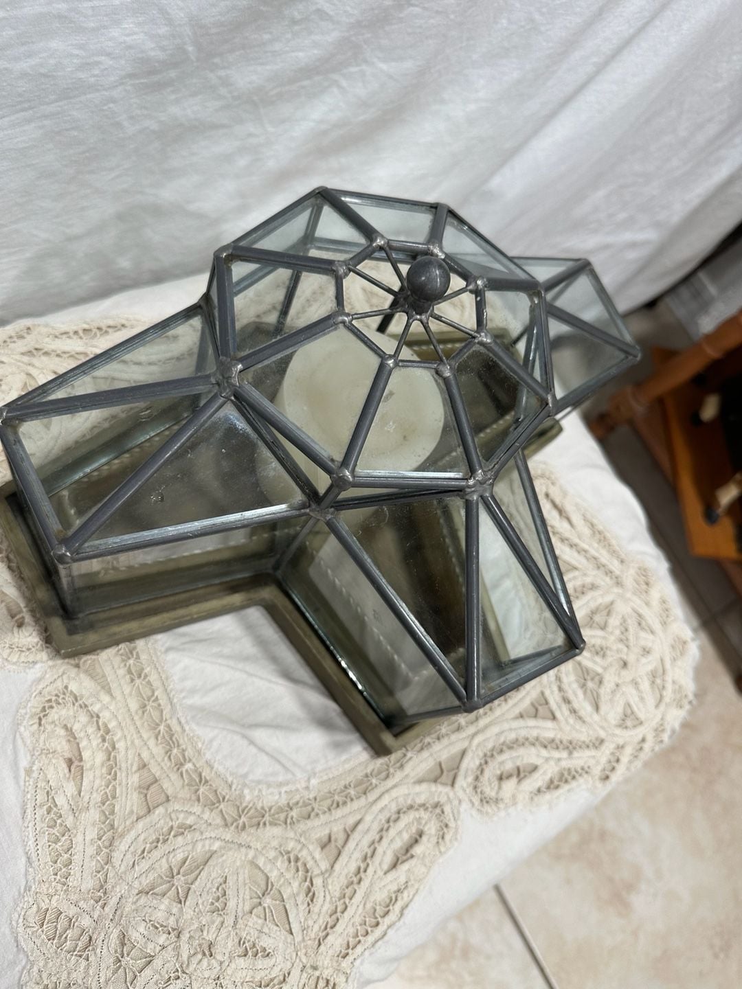 Hen Feathers Historical Replica Leaded Glass Terrarium 2