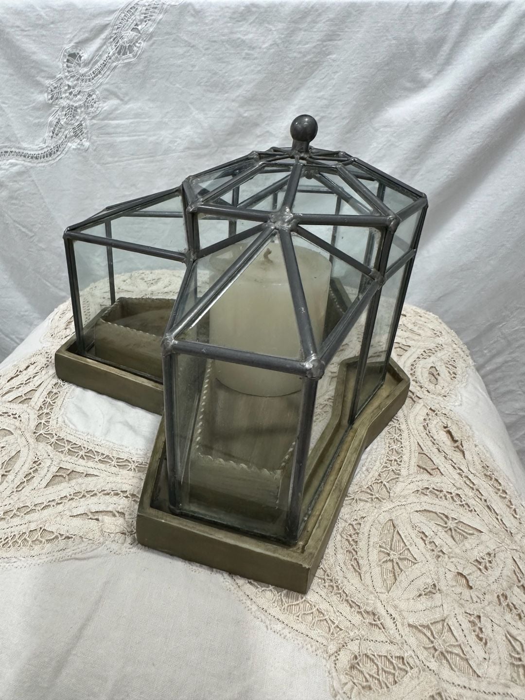 Hen Feathers Historical Replica Leaded Glass Terrarium 6