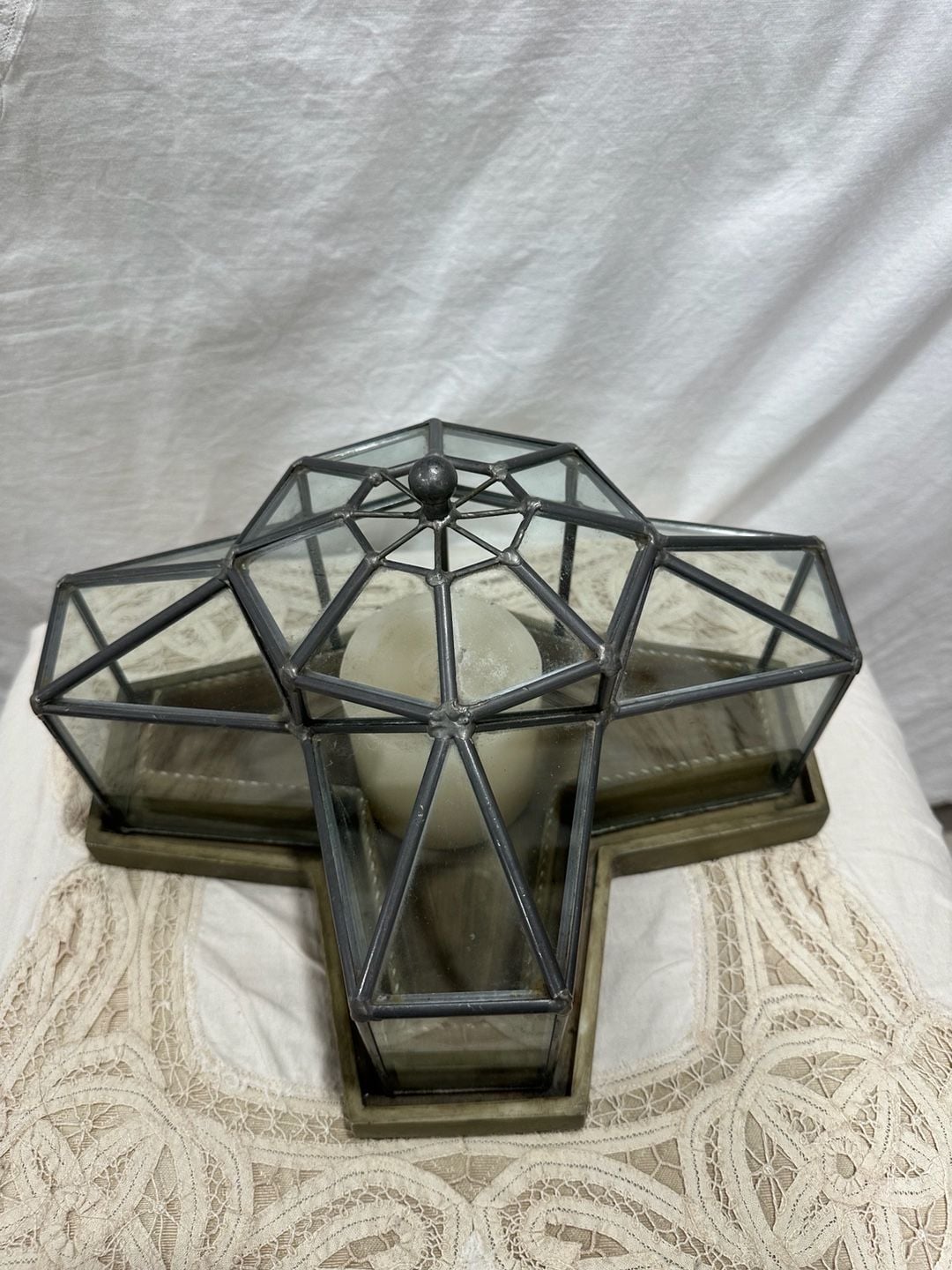 Hen Feathers Historical Replica Leaded Glass Terrarium 7
