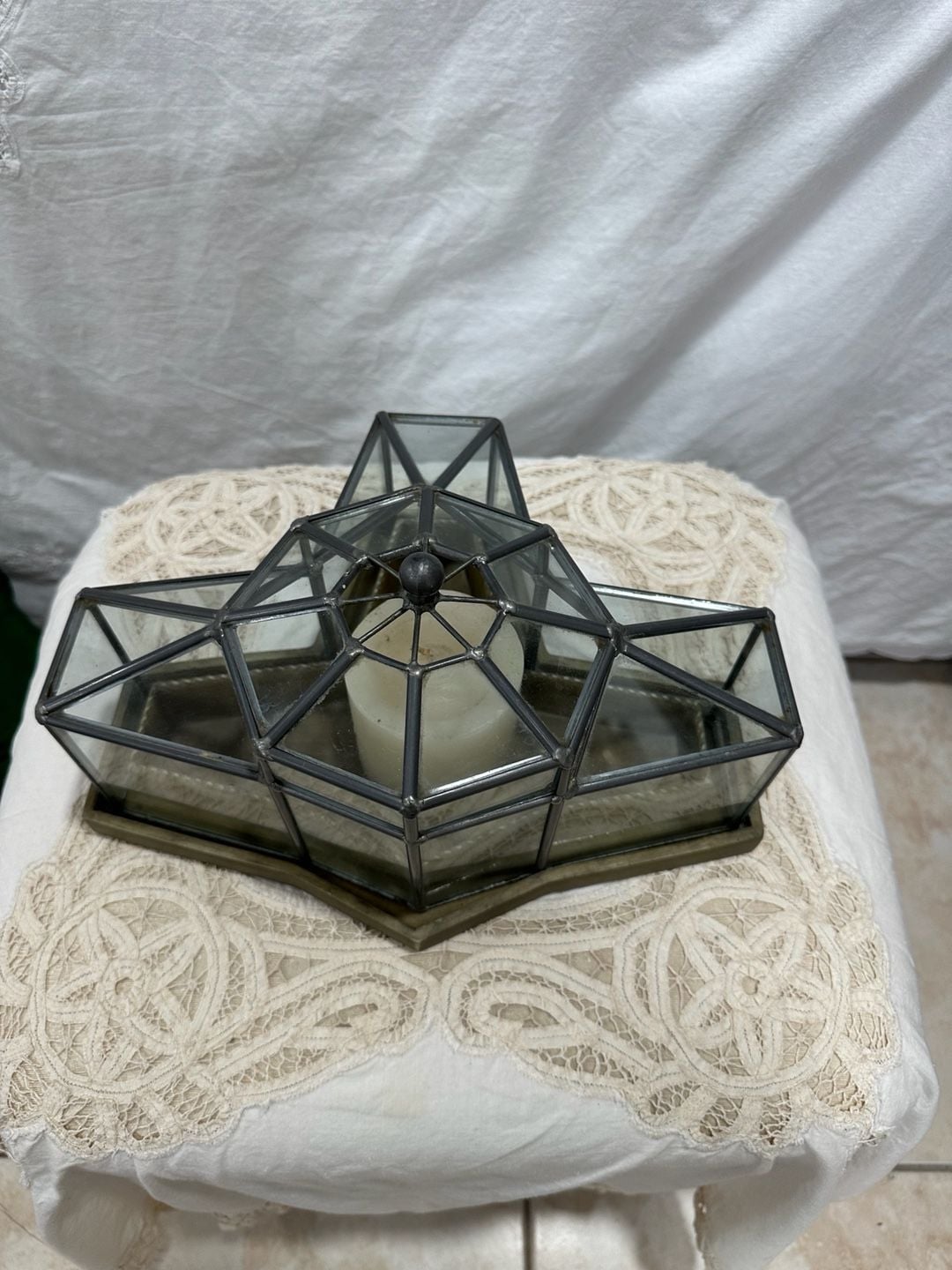 Hen Feathers Historical Replica Leaded Glass Terrarium 8