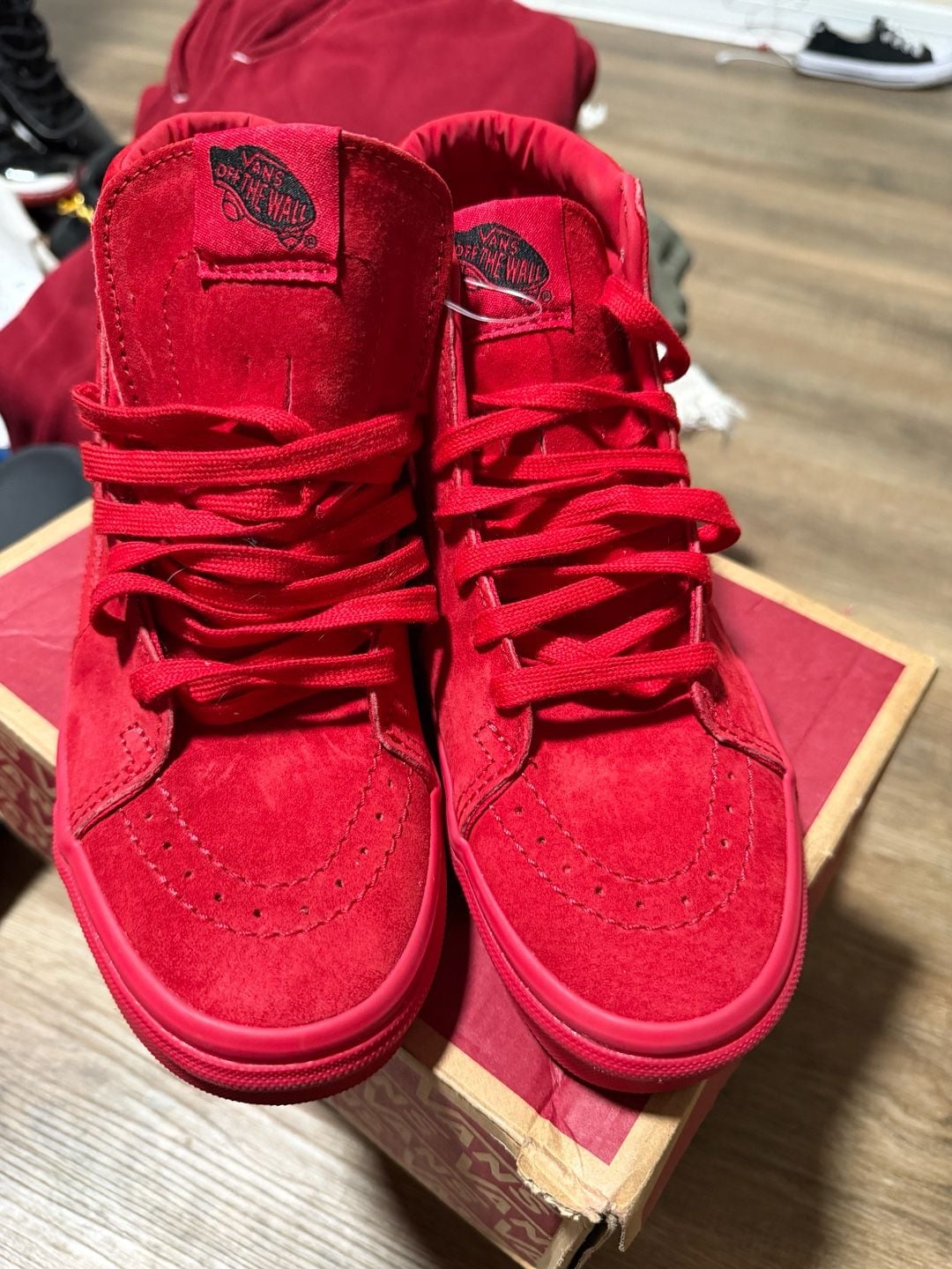 Vans Sk8-Hi Size 4.0 Red Mono Suede High Top Sneakers 5