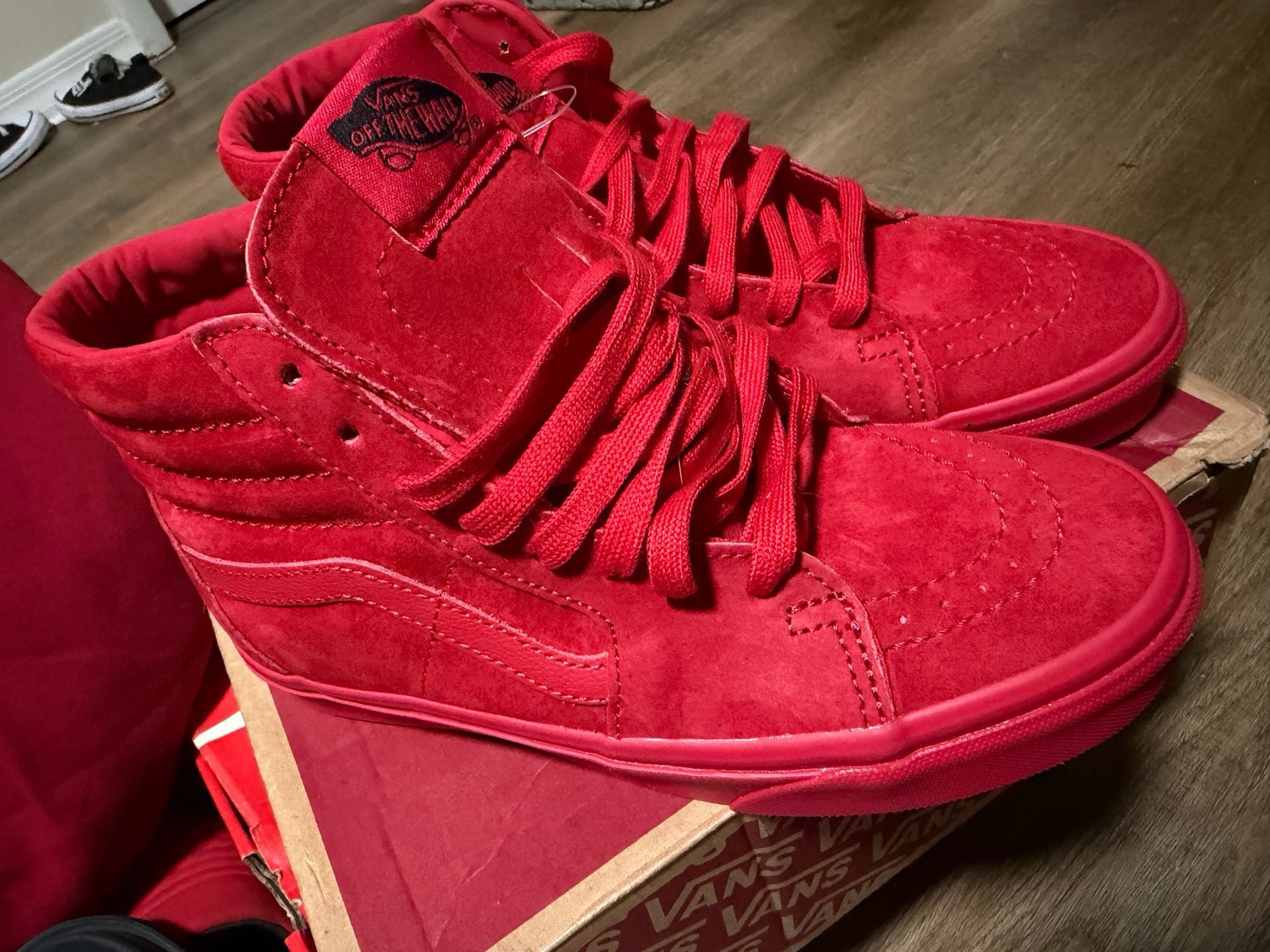 Vans Sk8-Hi Size 4.0 Red Mono Suede High Top Sneakers 6