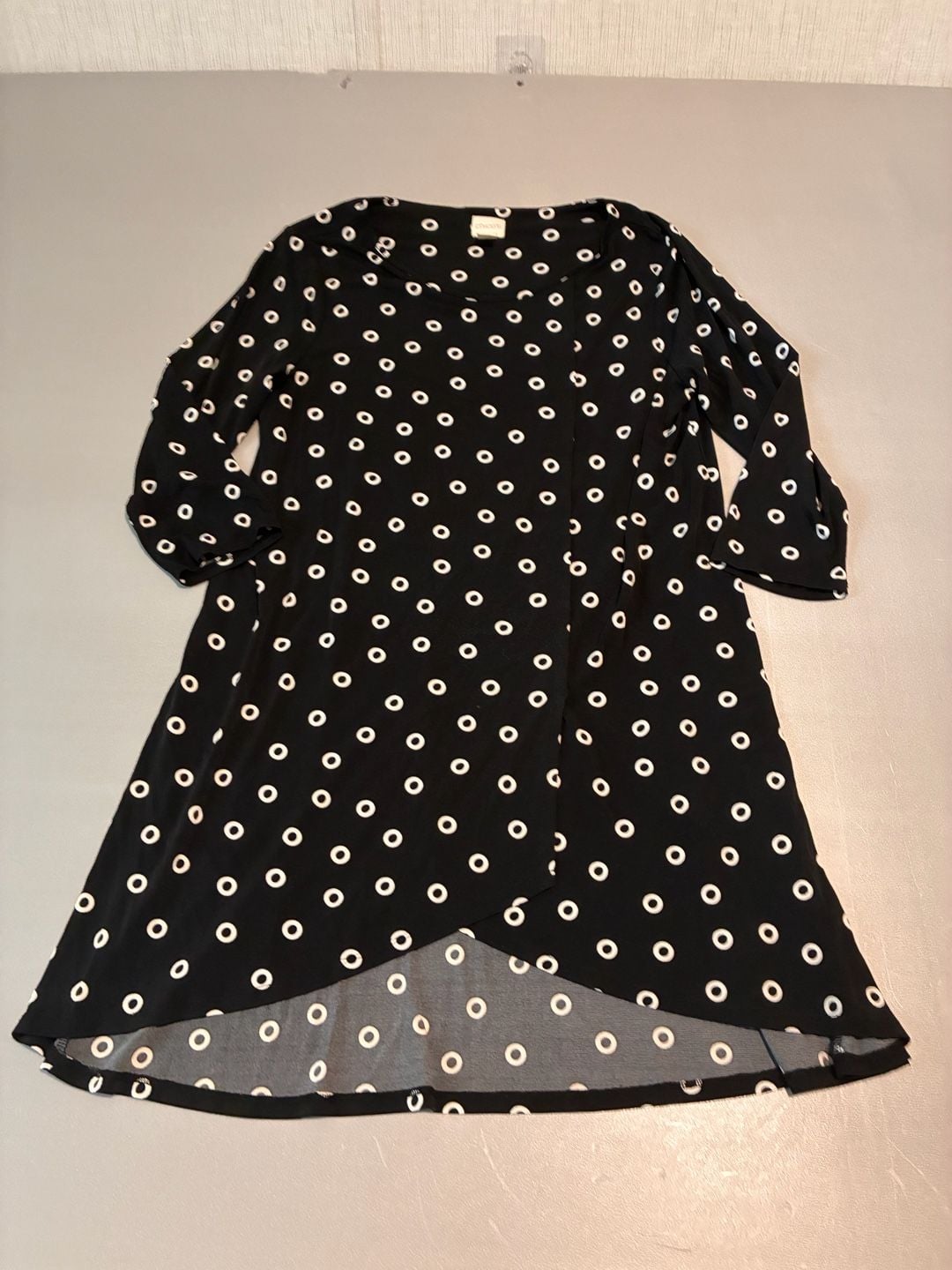 Chico's Black White Circle Tunic Asymmetric Hem Dress 2