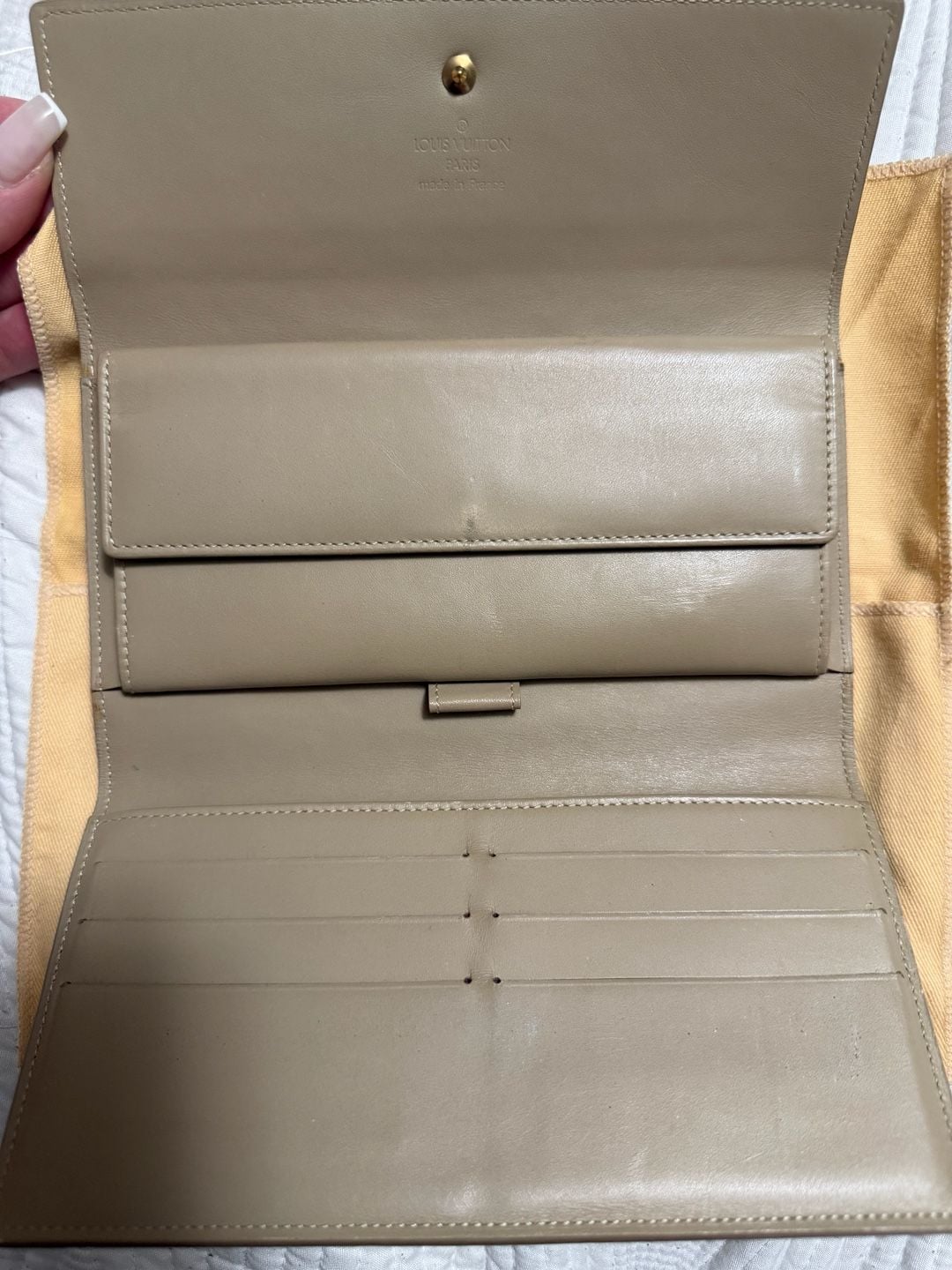 Louis Vuitton Monogram Vernis Trifold Long Wallet Beige 3