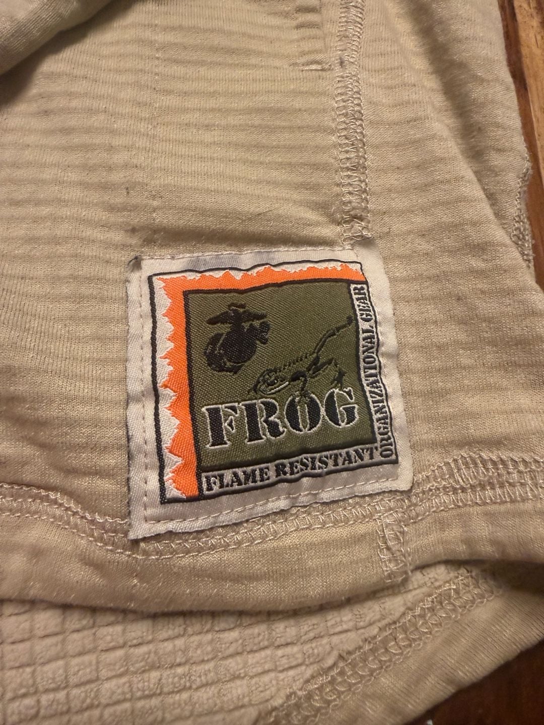 Peckham USMC Frog Grid Fleece Pullover Medium Regular Tan Half Zip 3