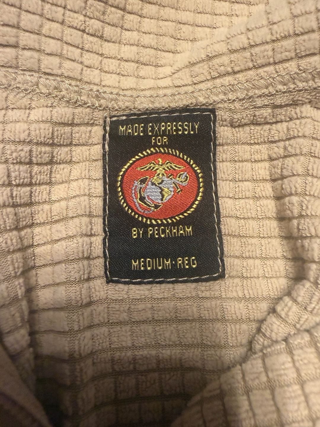 Peckham USMC Frog Grid Fleece Pullover Medium Regular Tan Half Zip 4
