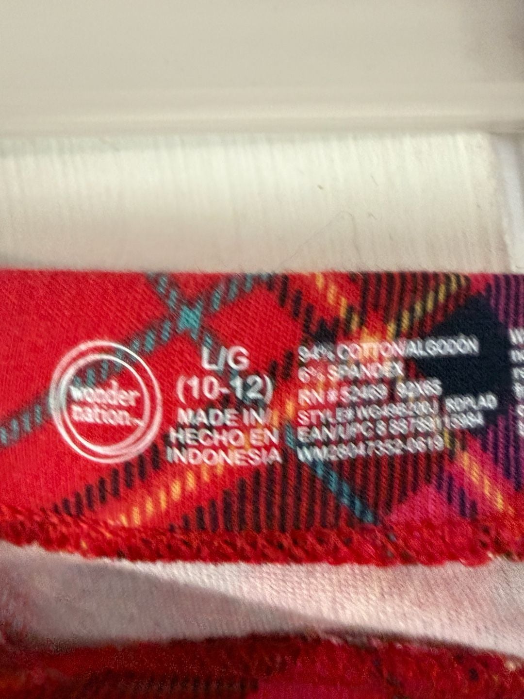 Wonder Nation Leggings Size 10-12 Red Plaid Tartan 2