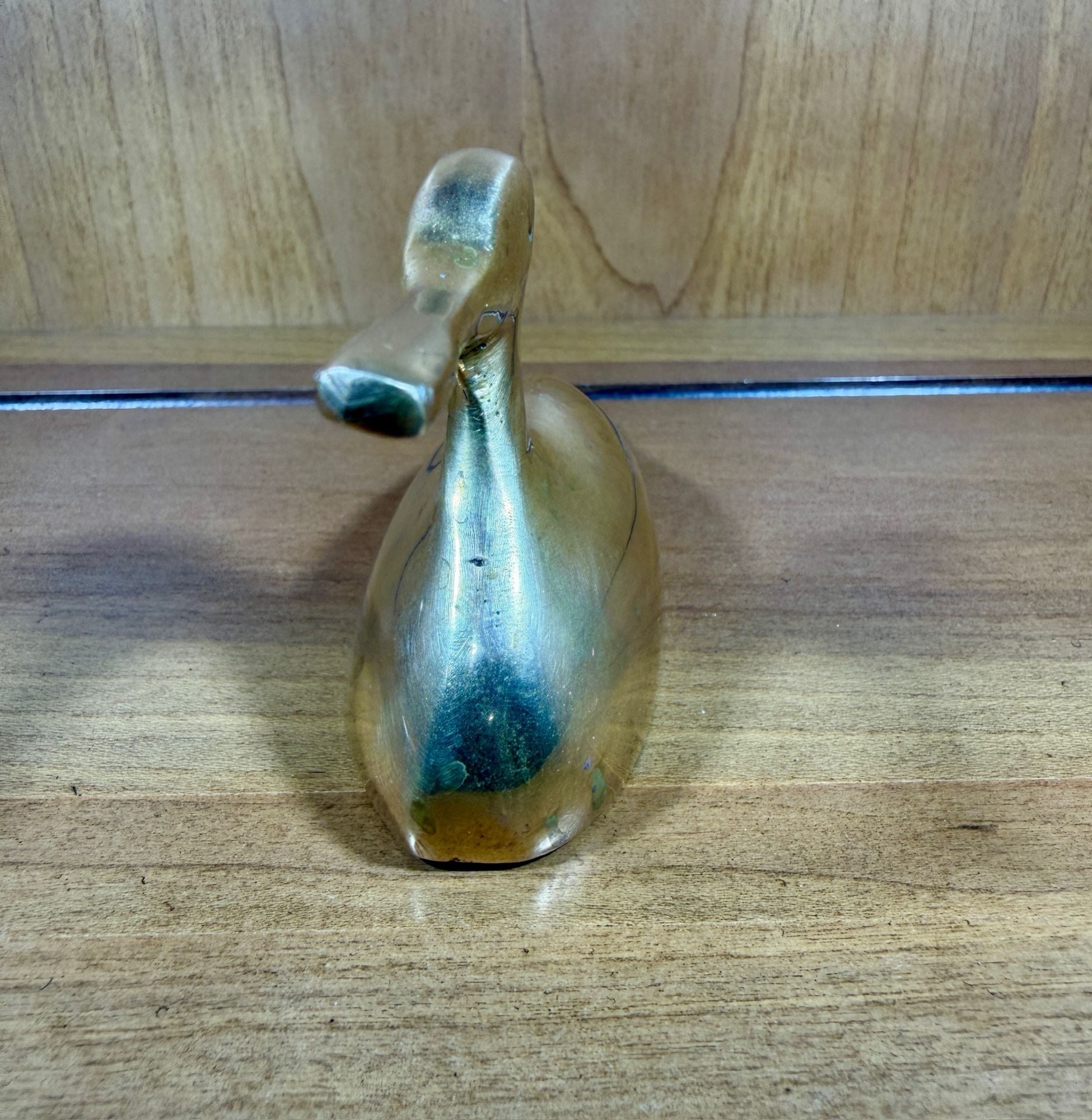 Vintage Brass Duck Figurine Paperweight 4.5 Inches Long 2