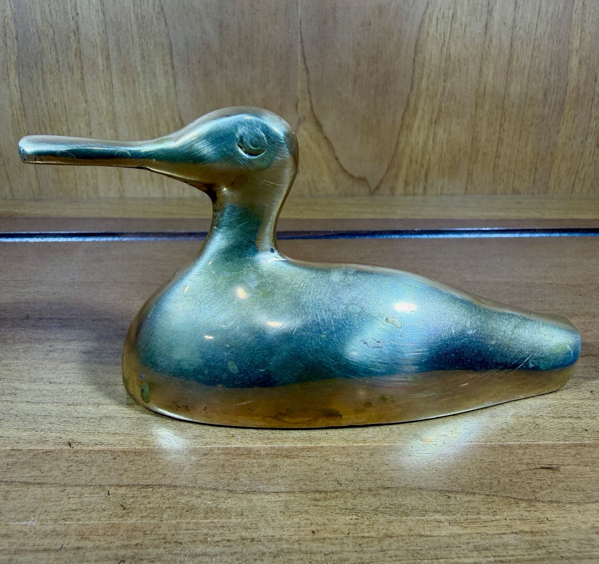 Vintage Brass Duck Figurine Paperweight 4.5 Inches Long 3