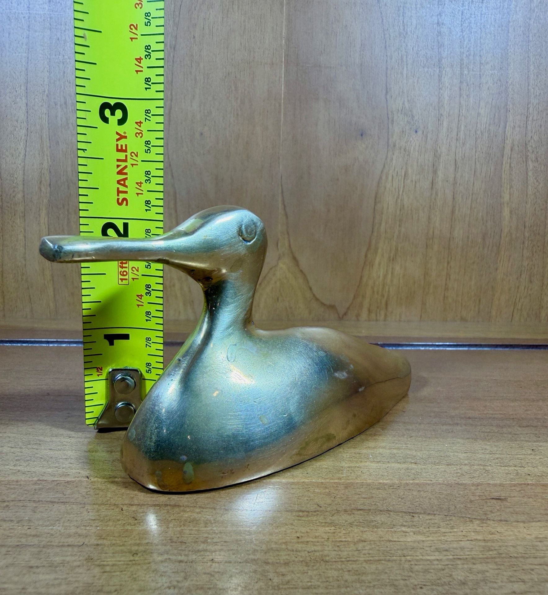 Vintage Brass Duck Figurine Paperweight 4.5 Inches Long 5