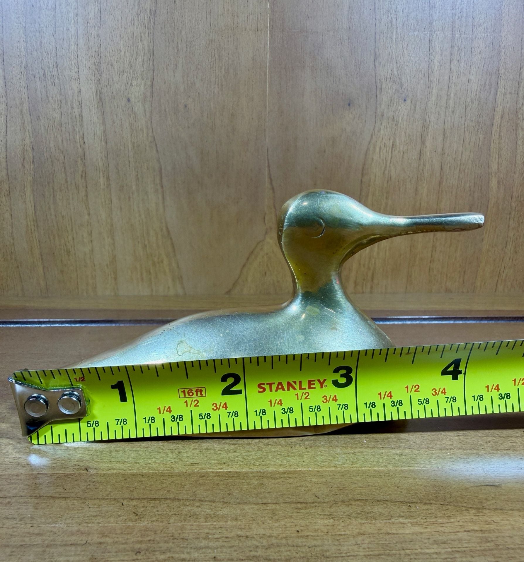 Vintage Brass Duck Figurine Paperweight 4.5 Inches Long 6
