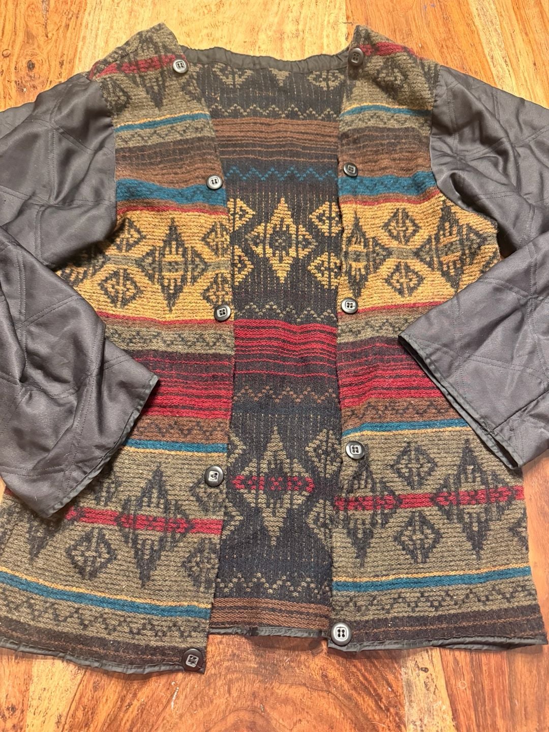 Woolrich Aztec Southwestern Blanket Jacket Size M Quilted Sleeves 2