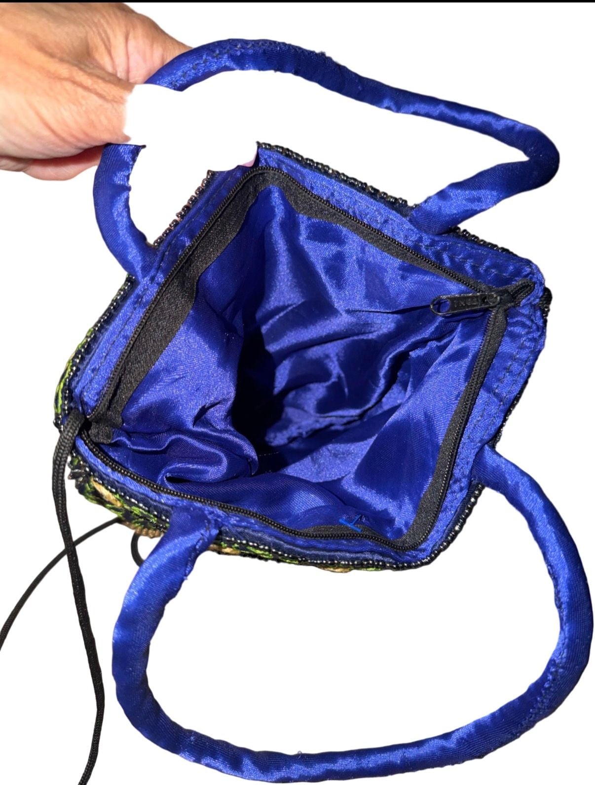 Artisan Blue Embroidered Beaded Mirror Evening Bag 8