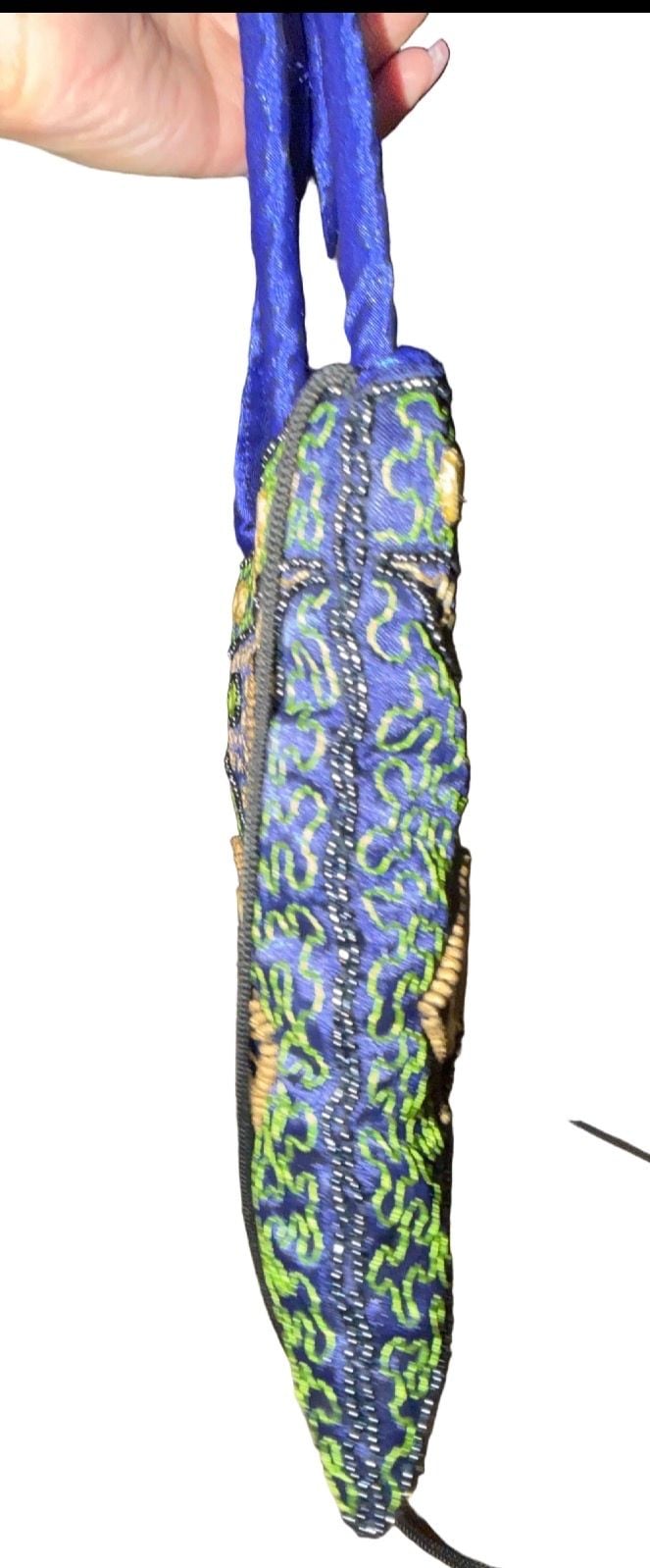 Artisan Blue Embroidered Beaded Mirror Evening Bag 9