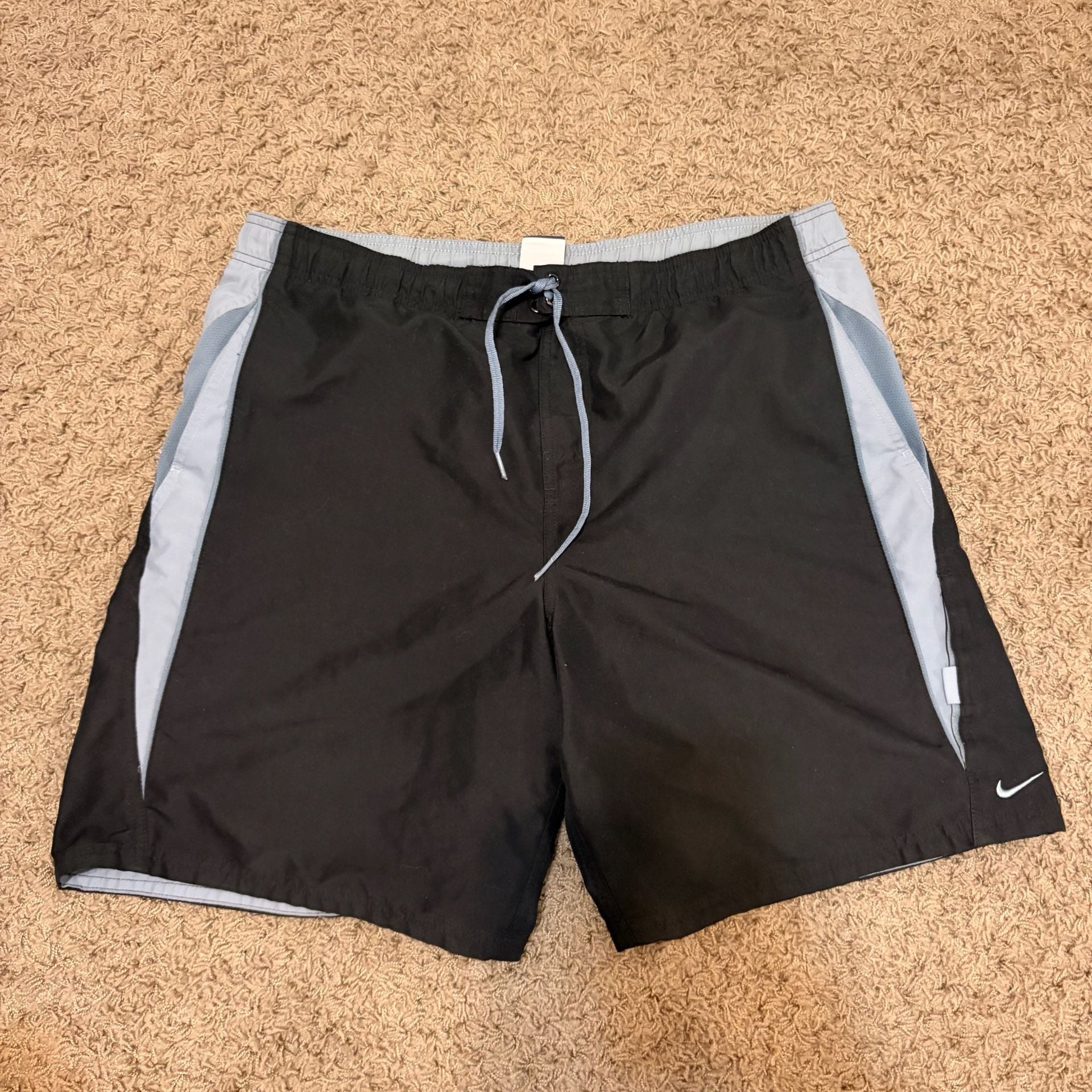Nike Swim Trunks Size L Black Gray Swoosh 2