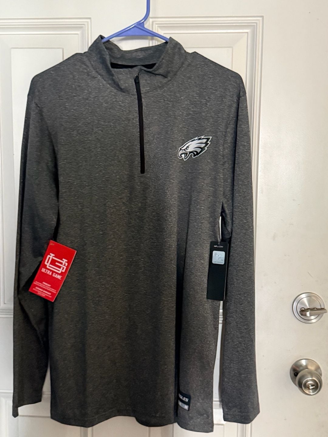 Ultra Game Philadelphia Eagles Size M Charcoal Quarter-Zip Pullover 2