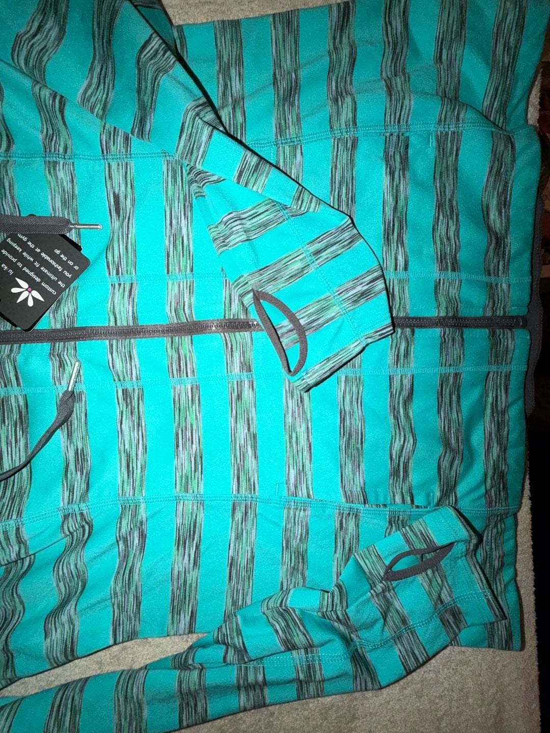 Lukka Active Hoodie Size XL Turquoise Striped Full Zip 5