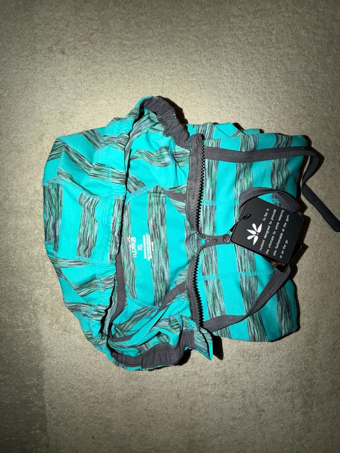 Lukka Active Hoodie Size XL Turquoise Striped Full Zip 12