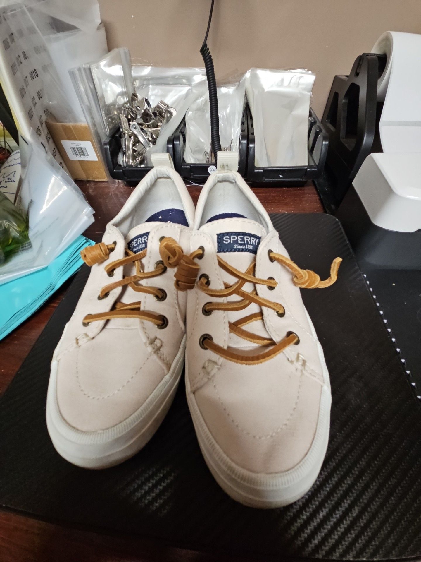 Sperry Venice Boat Sneaker Size 5 Cream Canvas 2