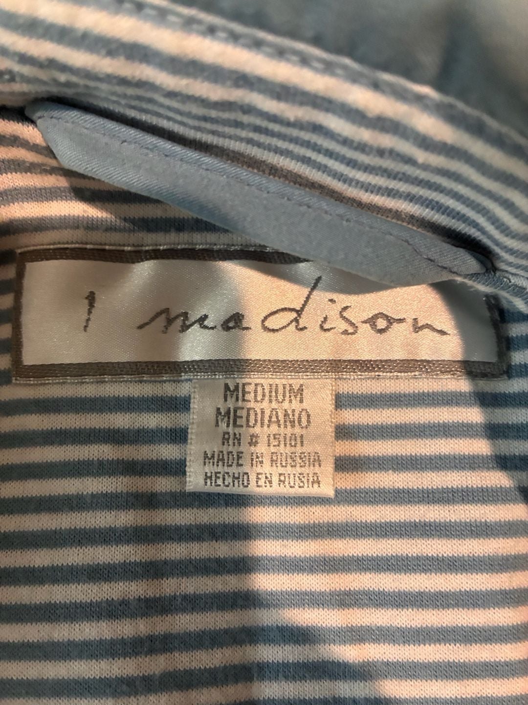 1 Madison Jacket Size Medium Blue Striped Hooded Windbreaker 8