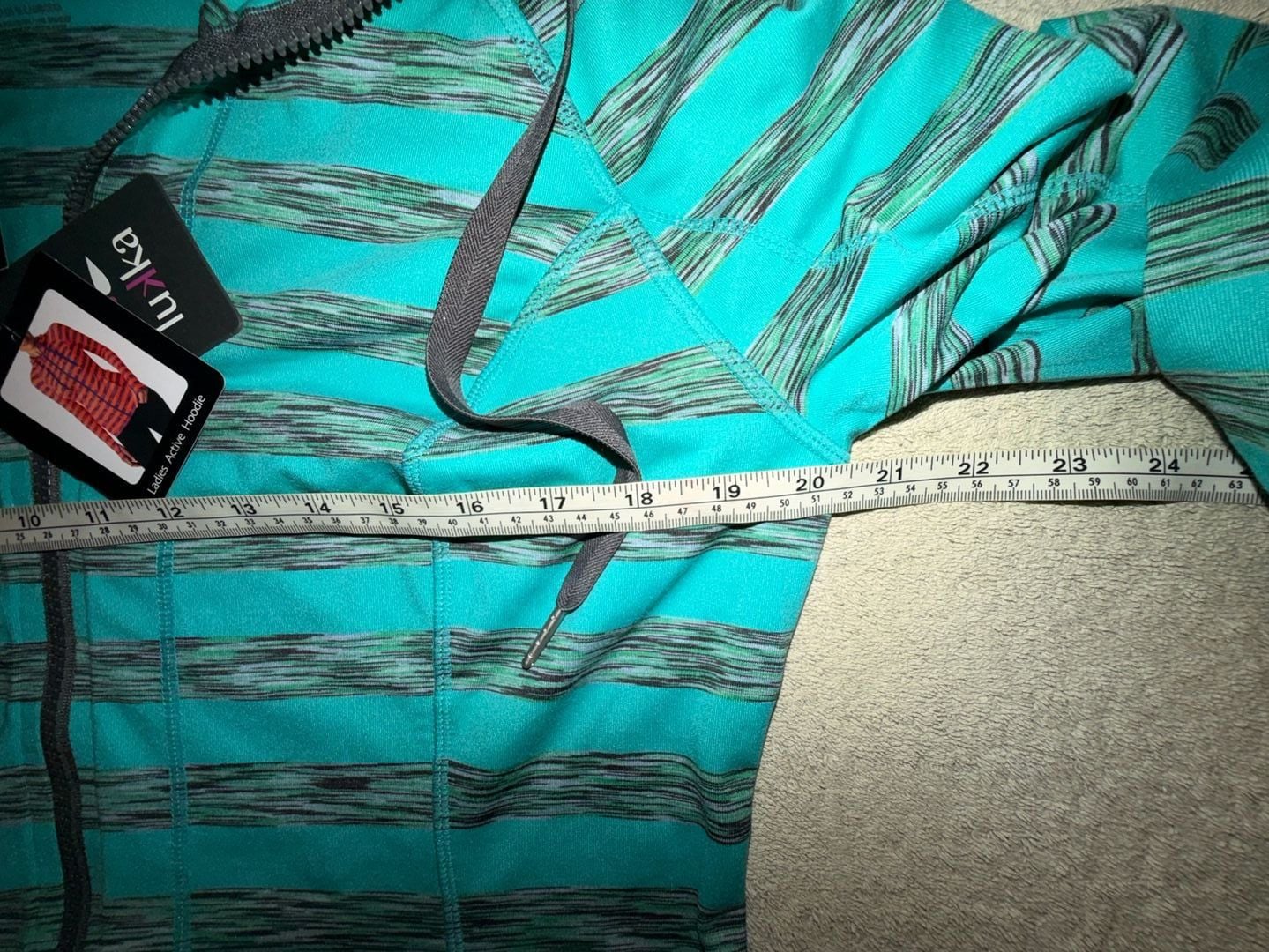 Lukka Active Hoodie Size XL Turquoise Striped Full Zip 8
