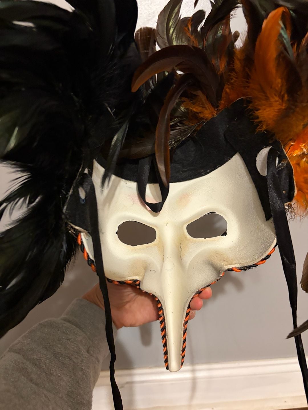 Masquerade Feather couples Mask Set Orange Black Tiger Print Costume 7