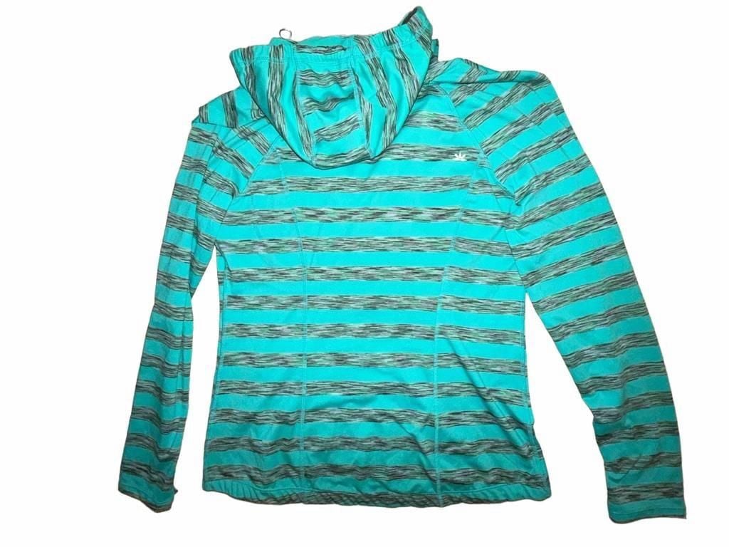 Lukka Active Hoodie Size XL Turquoise Striped Full Zip 10