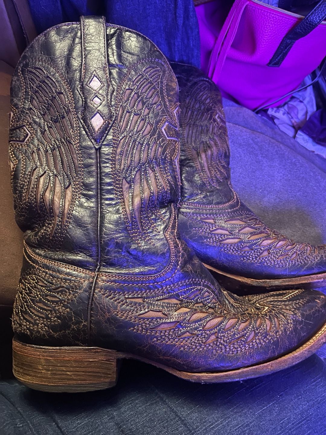 Corral Ladies Black/Gold/Silver Wing and Cross Boot - , 2