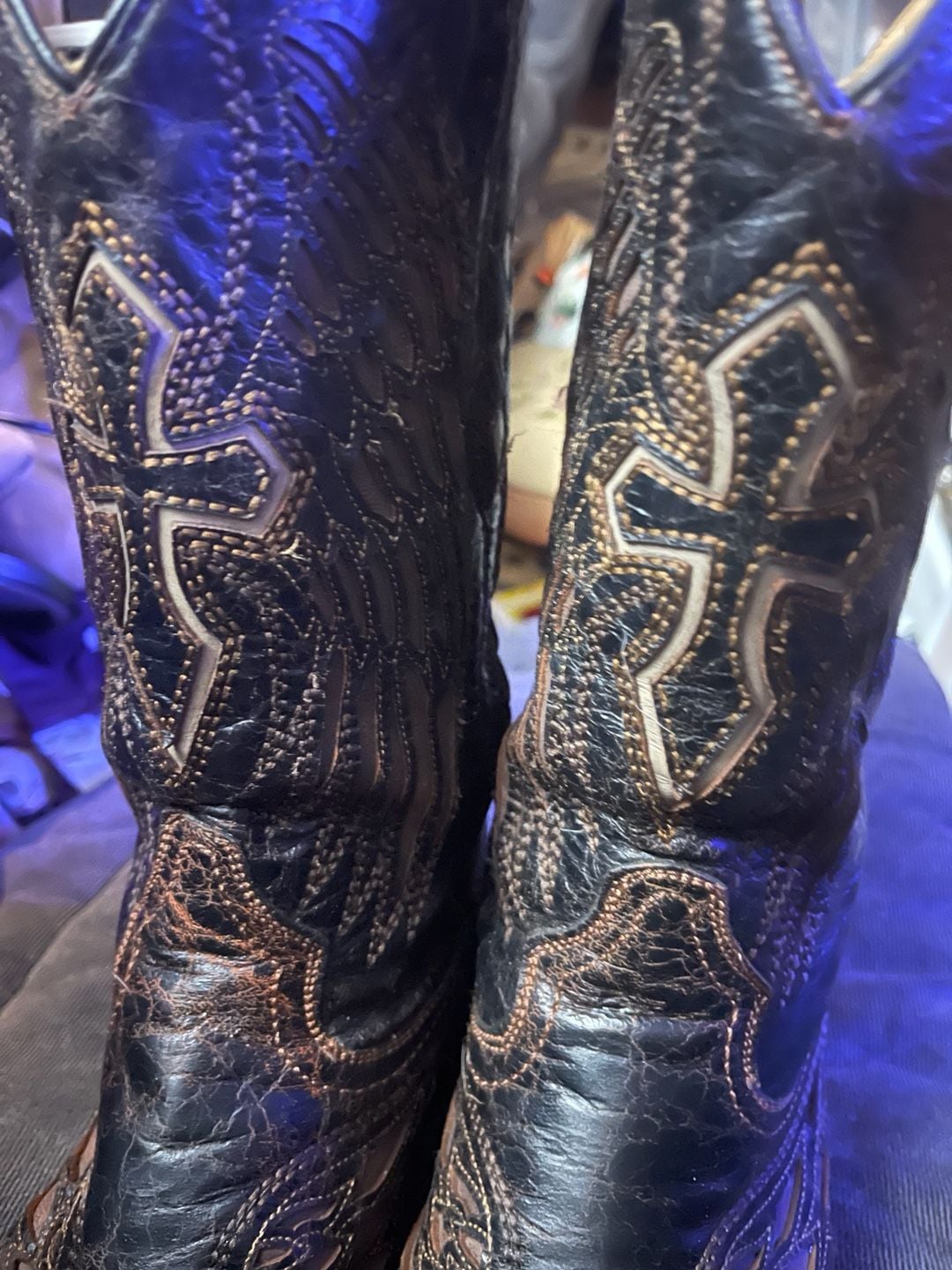 Corral Ladies Black/Gold/Silver Wing and Cross Boot - , 9