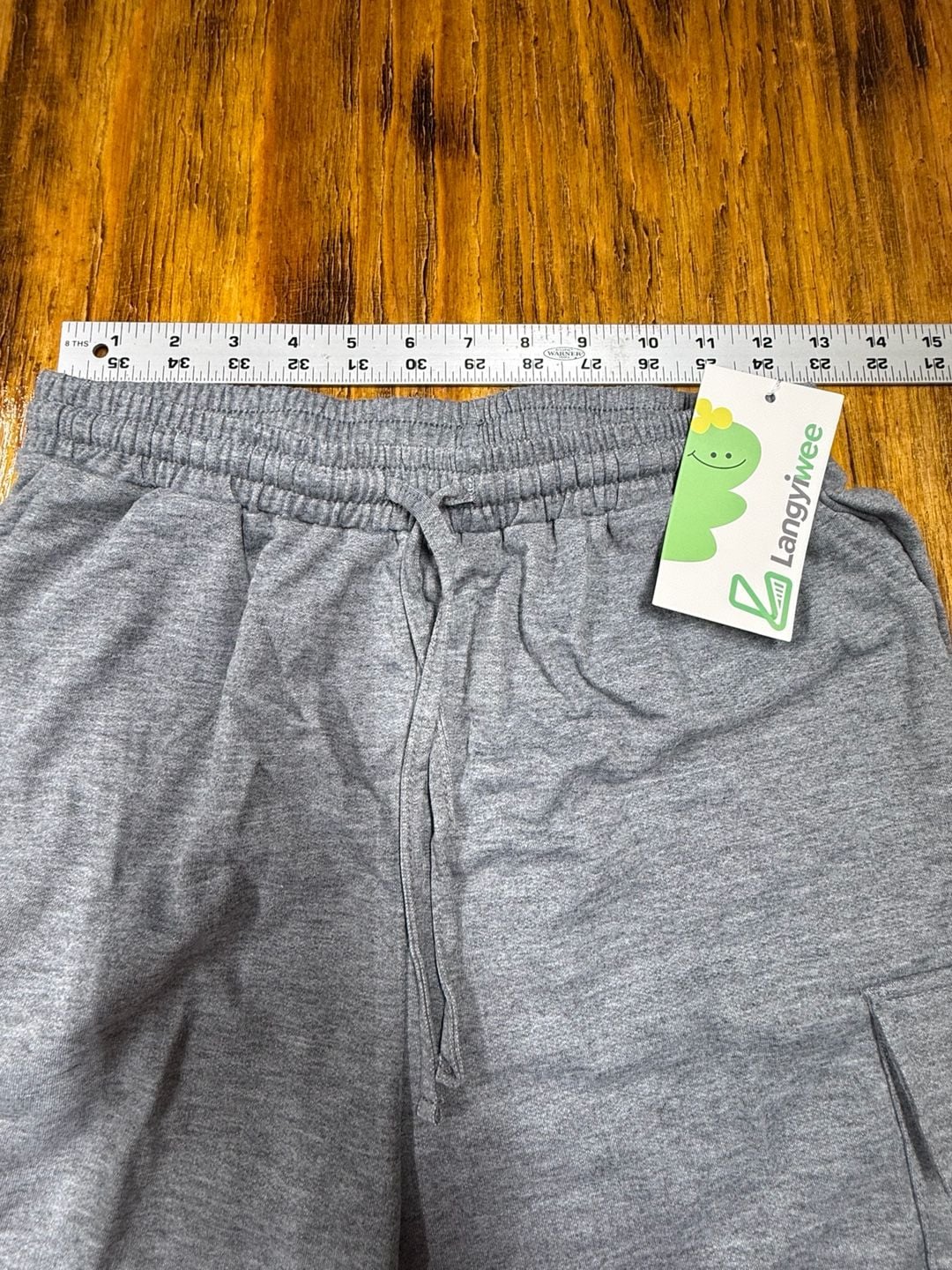 Langyiwee Cargo Sweat Shorts Grey Drawstring 3