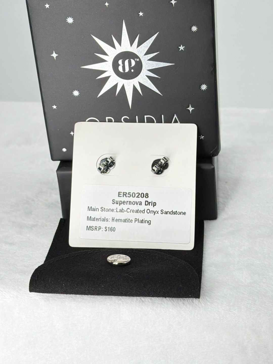 BP Obsidia Supernova Drip Earrings Lab-Created Onyx Sandstone Hematite 4