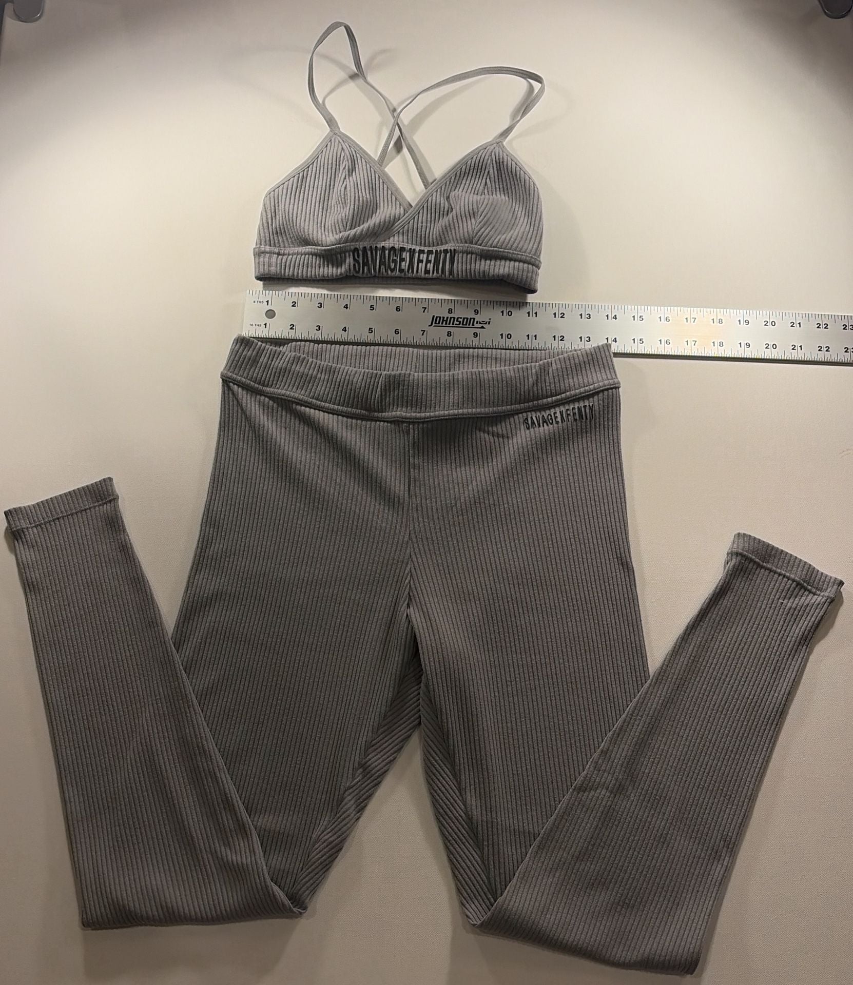 Savage X Fenty Ribbed Legging Set Gray 2