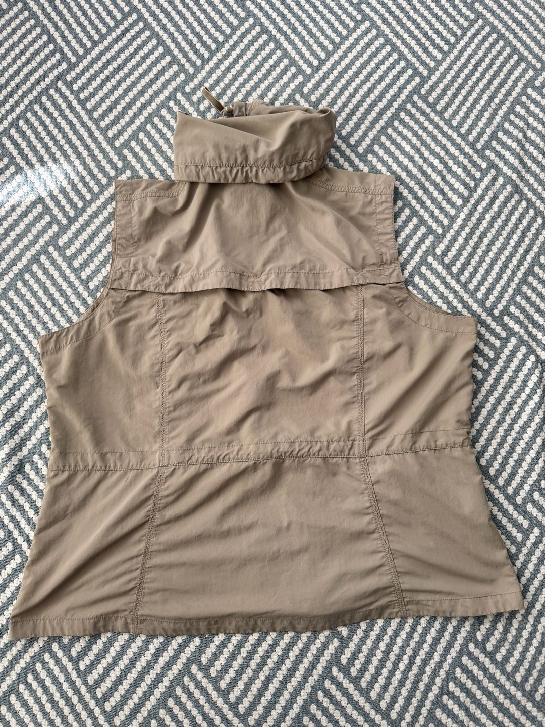Eddie Bauer Utility Vest Size XXL Tan Cargo Hooded Nylon 8