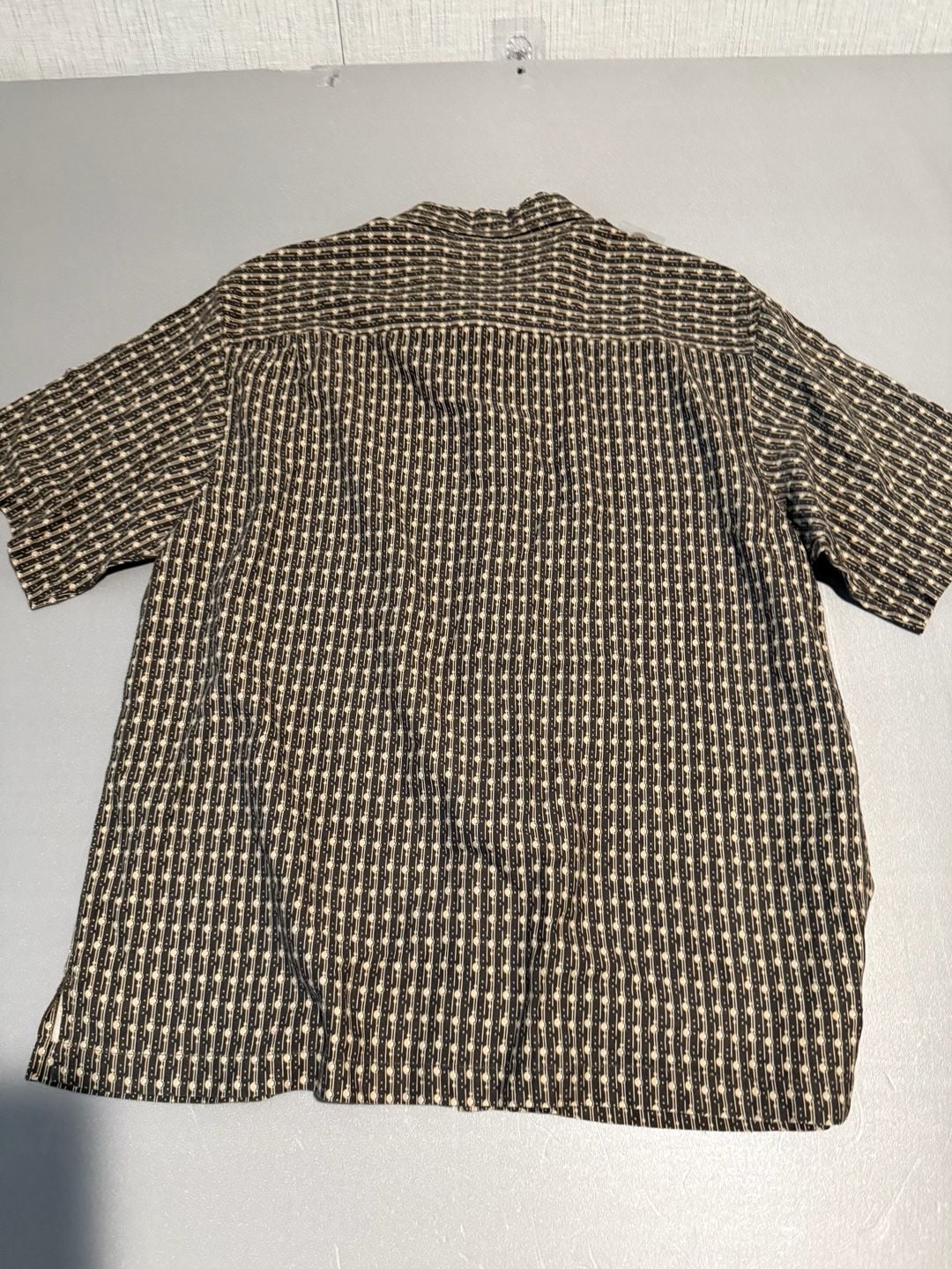 Vintage Silk Short Sleeve Button Up Shirt Size XL Black Geometric Print 4