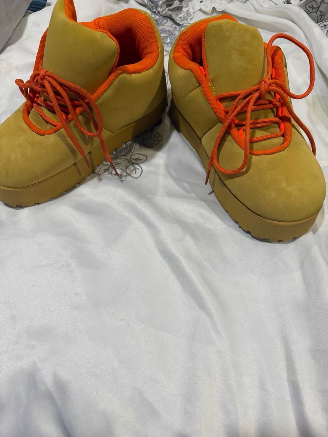 Unbranded Bread Shoes Hip Hop Thick Platform Sneakers Yellow Orange 3